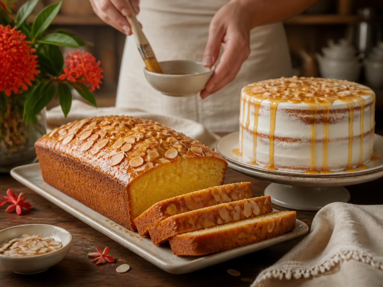 Traditional specialty cakes being finished by hand